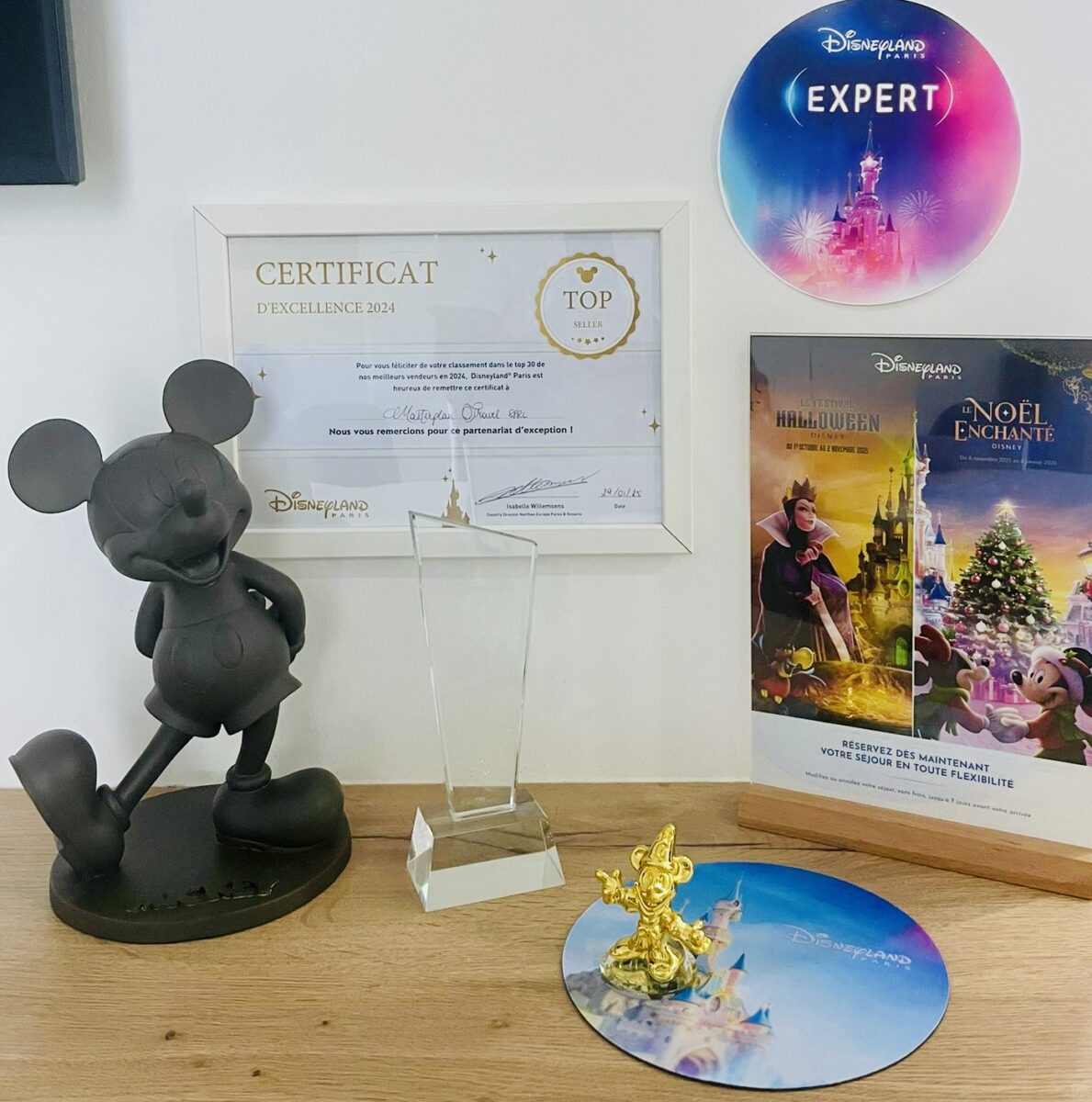 Certificats Disney obtenus par Masterplan Travel